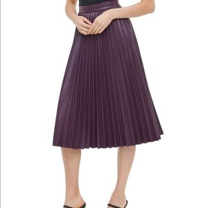Calvin Klein Faux Leather Pleated Skirt